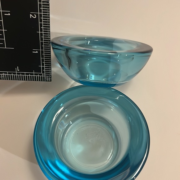 Crate & Barrel Glass Summer Aqua Tea Light Candle Votive Holders - Picture 6 of 6